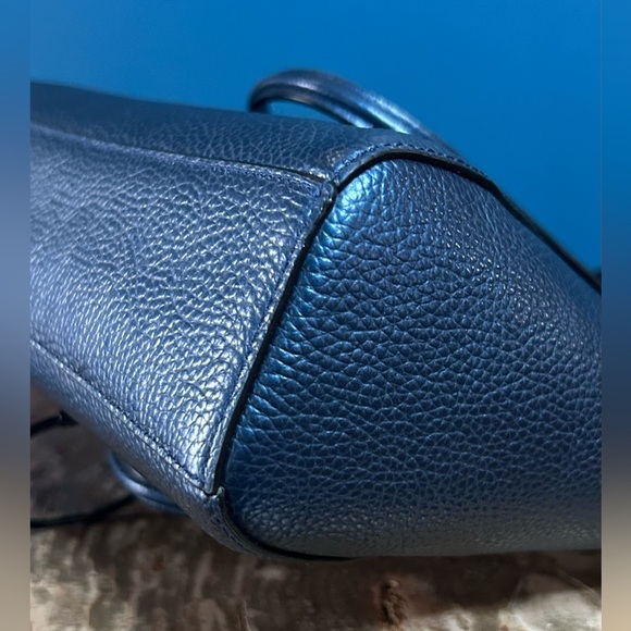 Coach Mini Kelsey Metallic Blue Leather Satchel Crossbody F22316 - Picture 14 of 16